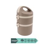 Bento 1800ML Lunchbox 2 Katlı 4-6 Saat /soğuk Termos Özellikli Çelik Sefer Tası Yemek Kutusu (Kahverengi) - standart
