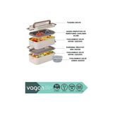 Bento 2000ML Lunchbox 2 Katlı 3 Bölmeli Mini Kaseli Çelik Sefer Tası Yemek Kutusu (Beyaz) - Kestane Akaju - Option-1