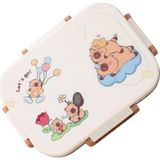 Bento 600ML Lunchbox Capybara Desenli Tek Katlı 2 Bölmeli Paslanmaz Çelik Sefer Tası Yemek Kutusu (Bahçe)