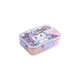 Bento 750ML Lunchbox Sevimli Dostlar Tek Katlı 3 Bölmeli Paslanmaz Çelik Sefer Tası Yemek Kutusu (Pembe Unicorn) - Kestane Akaju - Option-1
