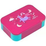 Bento 900Ml Lunchbox Tek Katlı 2 Bölmeli Pp Plastik Çocuk Sefer Tası Yemek Kutusu (Pembe)