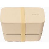 Bento Flat Dual 2 Katlı Japon Yemek Kabı, Beslenme Çantası, Geri Dönüştürülmüş Malzeme - Krem