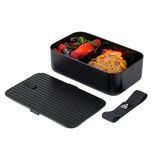 Bento Tek 963 ml Siyah Buda Kutusu Öğle Yemeği Kabı - Siyah Kapaklı - 7 1/2" x 4 3/4" x 2 1/2" - 1 adet kutu