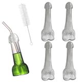 Benzersiz Parti için uzun fırçalı 4'lü Komik Büyük Shot Bardakları Seti 7 oz Yaratıcı Şekilli Martini Bardakları, Vücut Şekli İçecek Bardakları, Kristal Züccaciye Bardakları Bekarlığa Veda Partisi
