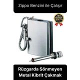 Benzinle Çalışan Rüzgarda Sönmeyen ve Taşınabilir Şık Anahtarlık Tasarım Metal Kibrit Çakmak Kamp