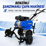 Benzinli Çapa Makinası 7Hp 2 İleri 1 Geri Şanzımanlı Kayışlı Tekerlekli 80 Cm Çapa Makinesi Makinası