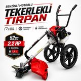 Benzinli Motorlu Tekerlekli Tırpan 52Cc 2,2Hp Ot Çim Çalı Biçme Makinesi 2 Zamanlı Bahçe Tırpanı Set