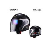 beon B-203 Güneş Gözlüklü Yazlık Yarım Kask Siyah Beyaz Gold