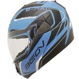 Beon Cene Acilir B 700 Air Tek Vizorlu Motosiklet Kaski Mavi Siyah - M