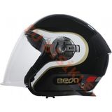 Beon Çenesiz Vizörlü Yazlık Kask [B203] [siyah-Beyaz-Altın] - M