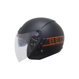 BEON HELMETS Beon B217 Güneş Gözlüklü Yazlık Yarım Kask Mat Siyah-Turuncu