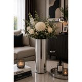 BeQ Home Yapay Çiçek Vazosu- Aynalı Vazo- Dekoratif Ayna Vazo- Silindir (Yuvarlak) Gümüş( Beyaz) Vazo