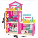 Berat Toys 50 cm 3 Katlı Düşler Evi Oyuncak Seti Kız Çocuklar İçin Renkli Aksesuarlarla