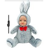 Berat Toys Berattoys 45 cm Peluş Bebek Gerçek Yüzlü Tavşan Bebek Peluş Tavşan Peluş Oyuncak Uyku Arkadaşı - Gri