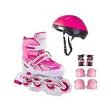 Berat Toys berattoys Işıklı Çocuk Pateni ve Kask Dizlik Seti Silikon Teker Metal Gövde Ayarlanir Numaralı 30/33 - Pembe - 30 - 33