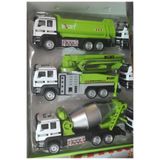 Berattoys 20CM Metal Iş Makinaları 3lü Set Beton Pompası Beton Mikseri Oyuncak Kamyon Iş Araçları