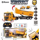 Berattoys 29CM Şarjlı Uzaktan Kumandalı Sesli Işıklı Kamyon Iş Makinası Kumandalı Iş Aracı - Kahverengi - Turuncu