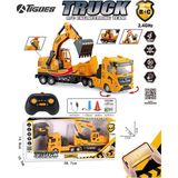 Berattoys 29CM Şarjlı Uzaktan Kumandalı Sesli Işıklı Kamyon Iş Makinası Kumandalı Iş Aracı - Sarı