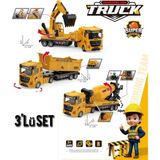 Berattoys 3lü Iş Makinası Inşaat Set 27CM Oyuncak Kamyon Mikser Kepçe Oyuncak Iş Araçları Kırılmaz
