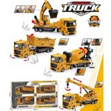 Berattoys 4lü Iş Makinaları 28CM Kamyon Mikser Vinç Ekskavatör Oyuncak Iş Araçları Kırılmaz Plastik