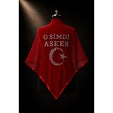 BERAYE Kırmızı O Şimdi Asker Şalı Örtüsü, Lüks Şifon Gümüş Nakışlı Kına Omuz Örtüsü Duvağı