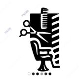 Berber Koltuğu Makas Tarak Etiket Sticker 17cm