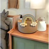 Berçak Home Bebek Çocuk Odası Düzenleyici Saklama Kutusu 20x12 cm Renkli Pamuklu Oyuncak Kirli Sepeti