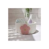 Berçak Home Çiçek Desenli Örgü Kumaş Sepet – 22 cm Alt Taban / 16 cm Yükseklik – Bebek Odası Düzenleme Sepeti