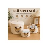 Berçak Home Çocuk Odası Organizer Sepet Seti | Oyuncak, Bebek Bezi ve Çok Amaçlı Düzenleyici 3’lü Set