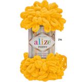 Berceminpuffyleri Alize Puffy El Örgü İpliği 5 Li Paket - 216 Sarı - 100 Gram 9 Metre Parmak Örgü İpi