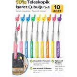 Berdina Home 10 Adet Portatif Uzayabilir Sevimli Parmak Öğretmen Işaret Tahta Çubuğu Teleskopik Çubuk 20CM 67CM - Çok Renkli