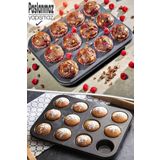 Berdina Home 12'li Siyah Muffin Kalıbı Seti Kek Pasta Kurabiye Cupcake Ideal Kek Kapsülü Döküm Kek Kalıbı