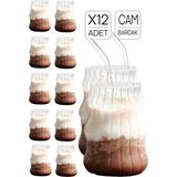Berdina Home 12'li Sukabağı Latte Pipetli Cam Bardak Iskandinav Burgu Kahve Kokteyl 3 Katlı Sunum Bardağı 400ML - 400 ml - Şeffaf