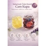 Berdina Home 2li Boncuklu Cam Bardak Üzüm Tanesi Şeklinde Saplı 350 ml. Meşrubat Su Kahve Sunum Bardağı Seti
