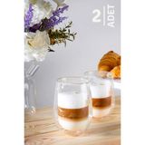 Berdina Home 2li Çift Cidarlı Bardak 300 ml Ofis Ev Espresso Kahve Çay Fincanı - Beyaz