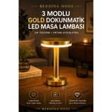 Berdina Home 3 Modlu Gold Dokunmatik LED Masa Lambası USB Şarjlı Ortam Aydınlatma Şık Gece Işığı