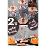 Berdina Home 3D Çilek Figürlü Baskılı Sıcak Soğuk Borosilikat Cam Meşrubat Kupası Su Çay Bardağı Bambu Kapaklı - Renkli