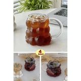 Berdina Home 4lü Boncuklu Cam Bardak Üzüm Tanesi Şeklinde Saplı 350 Ml. Meşrubat Su Kahve Sunum Bardağı Seti