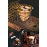 Berdina Home 4'Lü Kuru Kafa Tasarımlı Bardak Kahve Expresso Kokteyl Bardağı Kristal Skull Çift Cidarlı Cam Kupa