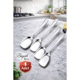 Berdina Home 4'lü Lüx Servis Kaşığı Seti Büyük Boy Paslanmaz Çelik Kaşık Salata Pasta Yemek Servis Mutfak Kaşığı