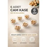 Berdina Home 6'lı Çift Cidarlı Kase Mini Seti Lokumluk Sosluk Reçellik Drajelik Mini Servis Cam Kase Seti - Şeffaf - çerezlik