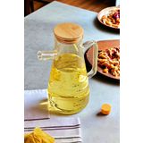 Berdina Home Bambu Kapaklı Cam Yağdanlık Vakumlu Borosilikat Cam Sirkelik Zeytinyağı Şişesi Yağlık 900 ml.