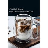 Berdina Home Çift Cidarlı Cam Bardak Kupa Ev Ofis Fincanı Çift Katlı Isı Yalıtımlı Espresso - Şeffaf