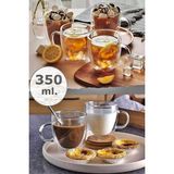 Berdina Home Çift Cidarlı Kupa Bardak 350 ml Ofis Ev Espresso Kahve Çay Fincanı Borosilikat - Şeffaf