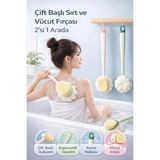 Berdina Home Çift Taraflı Uzun Saplı Sırt Fırçası Duş Lifi Masaj Etkili Banyo Kesesi Banyo Lifi ve Süngeri - Çok Renkli