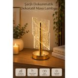Berdina Home Gold Spiral Efektli Şarjlı LED Masa Lambası Akrilik Kristal Görünümlü Dekoratif Gece Lambası