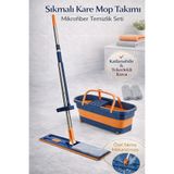 Berdina Home Katlanabilir Kendinden Sıkmalı Mop ve Tekerlekli Kova Mikrofiber Temizlik Seti 360° Döner Başlıklı