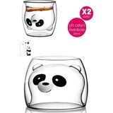 Berdina Home Panda Çift Cidarlı Bardak Süt Çay Kahve Su Bardağı 250ML Isı Yalıtımlı Kupa Bardak Seti