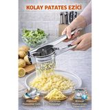 Berdina Home Paslanmaz Çelik Patates Ezici Püre Yapıcı Nar Limon Mevye Sıkacağı Büyük Hazneli Ezici Press - Metalik