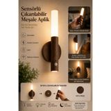 Berdina Home Sensörlü Çıkarılabilir Meşale Aplik USB Şarjlı LED Duvar Lambası Oda Gece Işığı Taşınabilir Işık